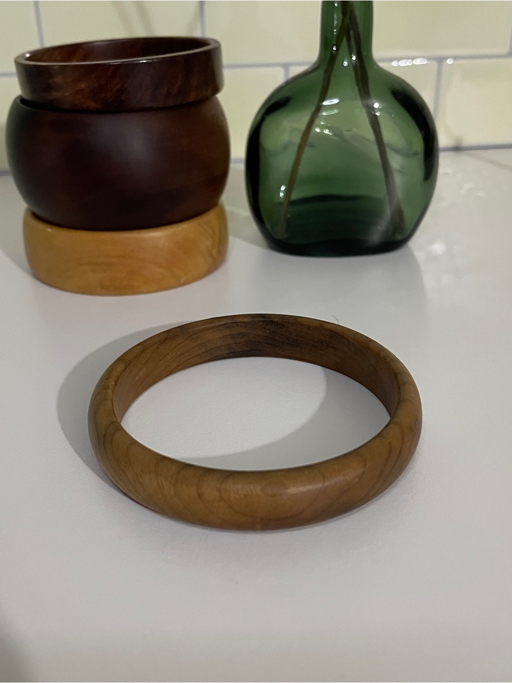 1/2" wide wooden bangle bracelet